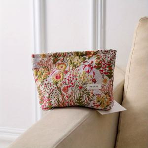 TEMU 아름다운 플로럴 자카드 메이크업 가방, 휴대용 수납 파우치, 스타일리시하고 휴대하기 쉬움, 세면도구 또는 클러치로 완벽