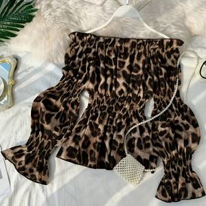 TEMU 여성용 우아한 프린트 오프숄더 퍼프 소매 블라우스 - 가벼운 폴리에스터 100%, 세탁기 사용 가능, 봄 여름 가을 캐주얼 시크 탑