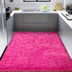 TEMU 1개 SEA 플러시 카펫 - 로즈 레드 럭셔리 소프트, 플러시 파일 미끄럼 방지, 침실, 거실, 복도용 - 포근하고 따뜻한 내구성 모던 데코 (드라이클리닝 전용)