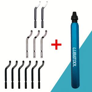 TEMU 루바투올 11피스 울트라-고속 스틸 블레이드 데버링 도구 세트, 360° 회전 헤드, 녹 방지, 금속, 수지, 3D 프린팅 플라스틱 가장자리, PVC 구리 튜브용, 수동 처리, 건설 및 배관, 매트 마감, 조립 필요, 건축 데버링 | 회전 헤드 도구 | 내구성 있는 건축, 데버링 도구 세트