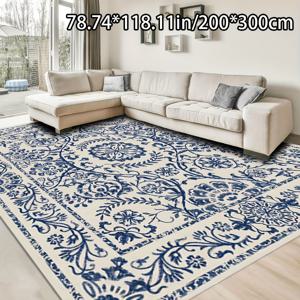 TEMU 골든 벨벳 +800g/m² + 미끄럼 방지 도트 플라스틱 백킹 + 플로럴 패턴 도트 플라스틱 바닥 처리 1개 골든 벨벳 홈 데코 아메리칸 빈티지 다용도 장식 스타일, 거실 카펫, 소파 매트, 도어 매트, 침실 카펫, 야외 러그, 쇼핑몰, 카페 등에 적합. 미끄럼 방지, 세척 용이, 세탁기 사용 가능, 다양한 사이즈|소파패드