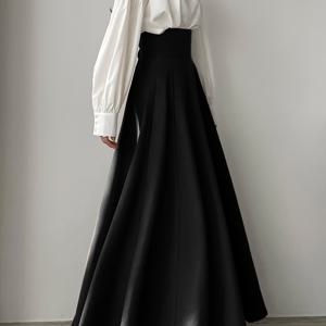 TEMU 세련되고 우아한 롱 스커트. 데일리 오피스 출퇴근 및 모임에 적합하며, 하이웨이스트 디자인과 플레어 밑단이 특징입니다. 봄, 여름에 완벽합니다.