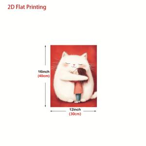 TEMU 2D 플랫 프린팅 1개 만화 무테 캔버스 그림, 귀여운 흰 고양이와 소녀 포옹 아트 프린트 벽 예술, 현대 스타일 홈 데코, 가족 사무실, 욕실, 거실, 침실, 식당, 기숙사에 적합한 카페용 | 독특하고 창의적인 벽 장식, 방 꾸미기에 완벽한 선택, 아름다운 집을 만들어줍니다, 12x16 인치, 방수