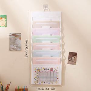 TEMU 1개 A4 사이즈 학교 및 사무용 폴더, 7개 수납공간, 화이트 배경에 컬러/그라데이션 매달 수 있는 확장형 파일 폴더, 홈용 멀티컬러 포켓 포함|포카바인더