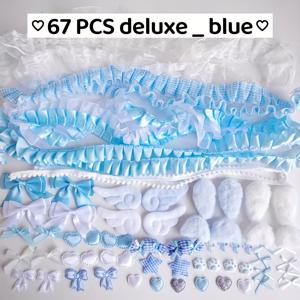 TEMU 67개/팩 세트 레이스 버튼 바지 재질 패키지에는 다양한 색상이 포함되어 있습니다. 나비 리본 귀 액세서리 진주 보석 장식 인레이 엣지 재질 수제