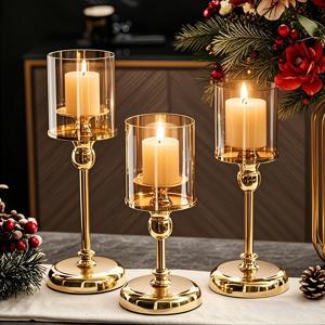 TEMU 3개의 우아한 금속 방풍 유리 캔들 홀더, 홈 및 주방 장식용 다이닝 테이블 센터피스 , 결혼식 센터피스에 적합, 파티 테이블탑 디스플레이. 로맨틱 분위기 레스토랑 테이블 장식. 바 & 스타 호텔 로비 룸 디스플레이. 이벤트, 리셉션, 생일을 위한 장식적인 웨딩 테이블 센터피스, 캔델라브럼