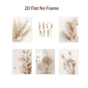 TEMU 2D 플랫, 2D 플랫, 액자 없는 캔버스 포스터 6종 세트, 모던 아트, 베이지색 파ンパ스 그라스, 갈대, 건초, 팬 잎 벽걸이 예술 캔버스 그림, 침실 및 거실용 벽 장식, 주방 및 복도용 벽 장식