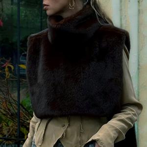 TEMU 우아하고 스타일리시한 인조 하이넥 숏 조끼