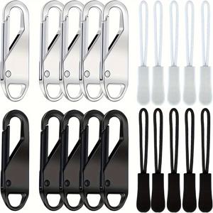 TEMU 20개 분리형 지퍼 풀과 연장 코드 컬렉션, 지퍼 풀 교체 및 수리를 위해 설계된 고품질 지퍼 슬라이더, 가방, 의류, 재킷, 백팩, 신발, 지갑 및 겉옷에 적합