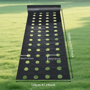 TEMU 1.2m X 10m 블랙 사전 천공된 지면 커버 잡초 방지막 | 채소밭, 꽃밭, 과수원 및 딸기 밭용 - 잡초 억제, 토양 온도 조절 및 식물 성장 촉진에 이상적