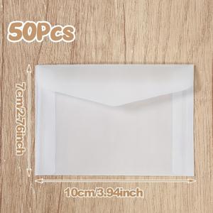 TEMU 50개, 투명 종이 카드 봉투, DIY 공예 초대장 봉투, 웨딩 브라이덜 파티 장식, 이벤트 테이블 , 카드 우편 봉투, 생일 파티 용품