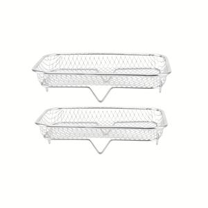 TEMU 스택형 치킨 윙 에어프라이어 부속품, 304 스테인리스 스틸 2단 그릴 바스켓 포함, 졸업식 및 학교 행사 시 요리에 적합|에어프라이어