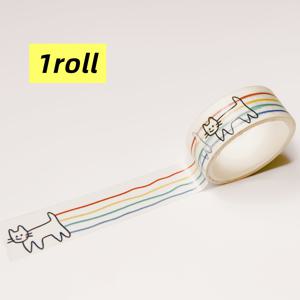 TEMU 5개의 귀여운 고양이 테마 와시 테이프, 창의적인 콜라주에 완벽하며, 저널링을 위한 기본 재료로 이상적이며, 스크랩북, 다이어리 및 공예 프로젝트에 적합합니다.