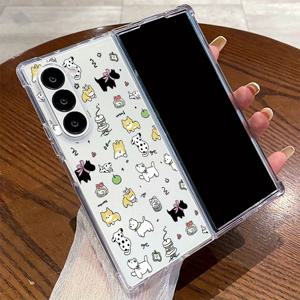 TEMU 폰 케이스: 5845+ 강아지 패턴 투명 방탄 접이식 에어 쿠션 폰 케이스, 갤럭시 Z 플립 7, 갤럭시 Z 폴드 6, 갤럭시 Z 폴드 5, 갤럭시 폴드 4, 갤럭시 폴드 3 5G용, 투명 TPU 폰 케이스, 삼성 갤럭시 풀 커버리지 방탄 슬림 경량, 혼합 견고한 쉘 스크래치 방지