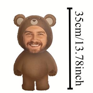 TEMU 개인 맞춤형 갈색 곰돌이 안아주기 베개 - 양면 디자인, 부드러운 폴리에스터 섬유, 색상 지퍼 잠금 - 생일, 발렌타인데이, 할로윈, 크리스마스 장식에 완벽한 선택 | 가족과 친구를 위한 이상적인 맞춤 선물