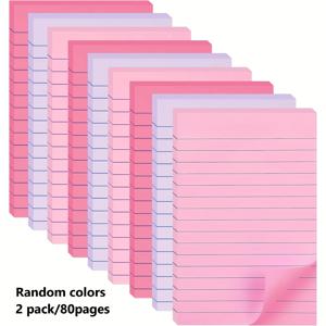 TEMU 80페이지 줄자 스티커 메모 4x6인치 | 밝은 색상 대형 줄자 포스트 스티커 강력 접착력 메모 패드, 사무실, 가정용 | 랜덤 2권