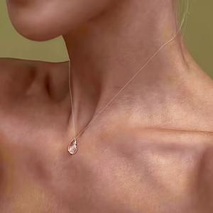 TEMU 싱글 드롭 아이스 펜던트 목걸이 - 우아한 디자인, 섬세한 피쉬 체인, 가벼우면서 내구성 있는 캐주얼 패션 선물용 여성 액세서리, 고급 공예로 만든 다재다능한 주얼리