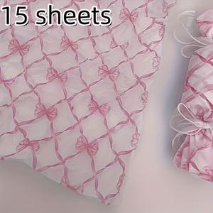 TEMU QOQI 핑크 메쉬 리본 패턴 선물 포장지 - 크리스마스, 데이, 생일 선물, 꽃다발, 파티 선물 및 선물 가방 채우기에 적합한 얇은 티슈 20