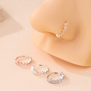 TEMU 4개 세트 우아한 빈티지 구리 인레이 합성 지르코니아 사각 블록 스터드 코링 코스터드 코쥬얼리, 일상 착용 친구 생일 선물, 여성용 리얼 피어싱 바디 쥬얼리