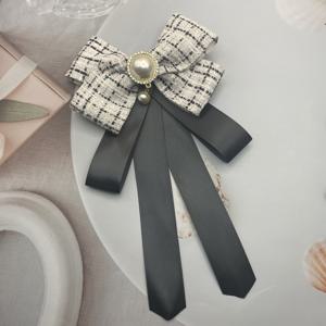 TEMU 새롭고 우아한 여성용 대형 리본 디자인 보우타이, 실버 와이어 체크 리본 컬러 블록 보우, 셔츠, 정장, 드레스를 위한 핸드메이드 여성 패션 액세서리