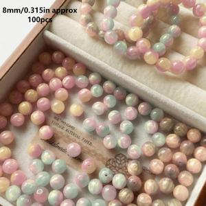 TEMU 100개 드림피크 고양이 눈 레진 원형 비즈, 오일 페인팅 스타일, 주얼리 제작용, 팔찌, 목걸이 및 기타 장식에 적합, 8/10mm로 제공