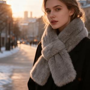 TEMU 고양이 모조 스카프 1개, 매우 길고 두껍습니다. 재질은 1500그램으로 제작되었으며 크기는 103cm x 13cm입니다. 이 매우 부드럽고 따뜻한 목걸이는 겨울에 완벽하며, 간편하고 우아한 단색 디자인을 특징으로 합니다.