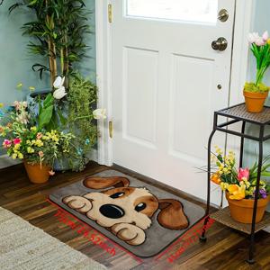 TEMU 만화 강아지 얼굴 현관 매트, 플란넬 소재, 두께 1.2Cm, 현관문에 적합, 미끄럼 방지, 세탁기 사용 가능, 거실, 침실, 주방, 사무실 및 실내외 입구에 이상적, 방 및 집 장식에 완벽.