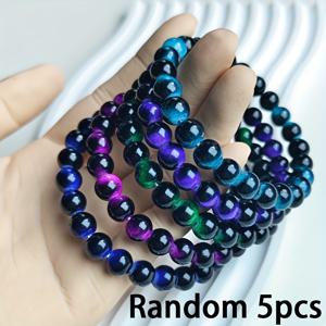 TEMU 8mm 모조 호안석 팔찌 5/6개 세트, 완벽한 선물