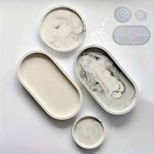 TEMU 실리콘 레진 주얼리 몰드, 3pcs/세트 - 타원형 트레이 몰드 + 대/소형 원형 코스터 몰드, DIY 심플 기하학 보관 트레이 석고 몰드, 홈 데코/선물 장식 에폭시 레진 몰드, 핸드크래프트 캐스팅 몰드, 주얼리 디스플레이 트레이 클레이 석고 몰드, 디자인,공예 애호가