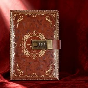 TEMU 남녀 공용 빈티지 PU 가죽 콤비네이션 잠금 장치 레트로 비밀번호 노트북