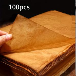 TEMU 100매 대형 고대 중국 서예 용지 - 초대형 13.78x16.53인치 (35x42cm) 시트, 찢김 방지 및 잉크 방지, 반투명 빈티지 필기 용지