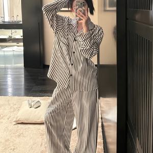 TEMU 여성용 한국 스타일 INS 파자마, 봄/가을용 긴팔 및 긴바지 세트, 플러스 사이즈의 편안하고 캐주얼한 라운지웨어|잠옷|냉장고바지|옷