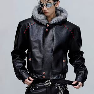 TEMU 인기 유럽&미국 스타일 고퀄리티 양면 패션 남성 후드 패딩 코트, 겨울 미국 스타일 레드 리벳 방한 재킷