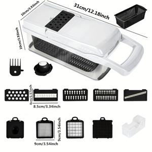 TEMU 1 세트, 22in1/15in1, 야채 다지기, 다기능 과일 슬라이서, 수동 식품 강판, 야채 슬라이서, 용기가 있는 커터, 양파 다지기 다지기, 가정용 감자 분쇄기, 주방 용품, 주방 가제트, 기숙사 필수 주방 액세서리|야채다지기