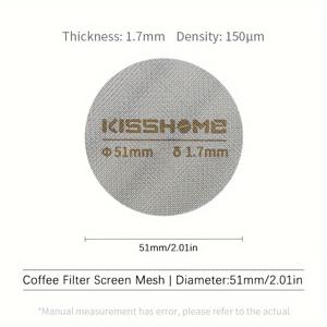 TEMU 316 스테인리스 스틸로 제작된 내열 퍼크 스크린 1개. 51mm, 53.5mm, 58.5mm 직경으로 제공됩니다. 이 재사용 가능한 커피 액세서리는 51mm, 54mm, 58mm 포트필터를 갖춘 Breville 머신용으로 설계되었습니다.