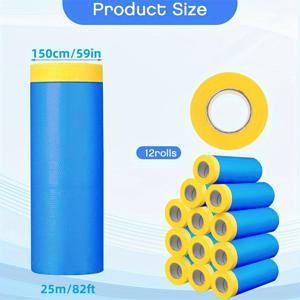 TEMU 자동차 도색용 ESD 흡수 마스킹 필름 및 테이프 3/6/12롤, 불투수, 튼튼함, 단단하게 부착, 자국 없음, 사용 편리