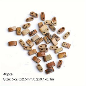 TEMU 천연 5mm 및 2.5mm 이중구멍 스톤 비즈 - 자수정, 호랑이 눈, 검은 오닉스 루즈 스페이서 비즈, 주얼리 만들기, DIY 팔찌, 목걸이, 귀걸이 액세서리, 공예 용품