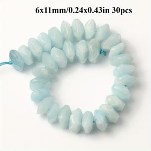 TEMU 이상한 파란색 아쿠아마린 스톤 비즈 천연 특수 컷 정품 루즈 비즈, DIY 주얼리 만들기 팔찌 참 7.5인치