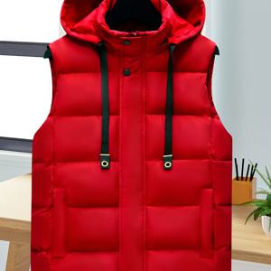 TEMU 남성용 캐주얼 후드 민소매 조끼 | 따뜻하고 편안한 가을/겨울 조끼, 집 및 야외 활동에 적합, 두꺼운