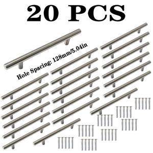 TEMU 20개 브러시드 니켈 스테인리스 스틸 T-바 핸들 & 서랍 손잡이 - 사무실, 식당 및 상업용 현대적인 주방 캐비닛 하드웨어