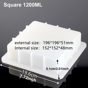 TEMU 1개 대용량 비누 몰드 (500ml-1800ml) - 고강도 실리콘 비누, 캔들, 레진 몰드 - 플로럴 프리저베이션, 스월, 북엔드 - 초보자 & 전문가용 - 쉬운 탈형 및 재사용 가능, 사각 모양, 이지릴리즈 소재