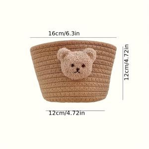 TEMU 1/2개 귀여운 만화 곰 짠 장식용 수납 바구니 - 스낵, 화장품 및 잡다한 물건을 위한 현대적인 다목적 컨테이너 - 욕실, 거실, 침실, 사무실 및 방 장식에 이상적, 선반 바구니
