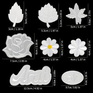 TEMU 8pcs 화이트 핫 멜트 접착제 무수축 수리 패치 - 옷, 다운 자켓 및 액세서리용 무시각 자수 직물 아이언 온 패치 (가을 잎, 꽃, 및 