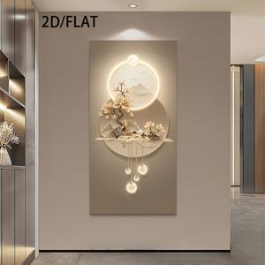 TEMU 2D 플랫, 현대적인 2D/FLAT 장식용 아트, 고급스러운 현관 그림이 특징입니다. 현관문은 벽에 위치해 있으며, 세련된 걸이 작품을 보여줍니다. 이 제품은 2025년 신상 스타일입니다.