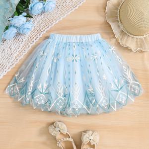 TEMU 국경을 넘는 소녀 의류, 툴 스커트, 반 스커트, 파티 퍼피 반바지, 젊은 소녀들을 위한 얼음과 눈 프린트가 있는 다재다능한 드레스 포함