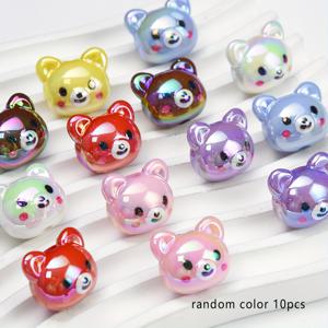 TEMU 10/20/30개 레진 홀 베어 포트레이트 비즈 UV 도금 방수 고품질 DIY 비즈 미소 짓는 빨간 판다 혼합 색상 DIY 팔찌 보석 공예용 이상적 펜 헤어 액세서리 초점 장식 쿠션 비즈