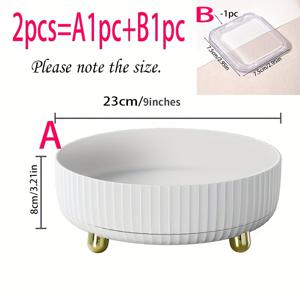 TEMU 메이크업 가방 2개 세트, 메이크업 향수 정리함, 360도 회전하는 화장품 책상 수납 로션 디스플레이 케이스 라운드 선물 트레이 대용량, 화장대 장식, 욕실 카운터탑, 책상 수납 (크림색 흰색)|향수