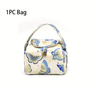 TEMU 1pc [백을 넣은 보관 가방], 중국 스타일 프린트 티 세트 보관 가방, 티 냄비와 두 개의 티 컵을 수용할 수 있습니다, 야외 여행 티 냄비 보호 커버, 티 캔 보관 가방, 다목적 휴대용 천 가방