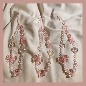 TEMU 3개 귀여운 리본 손목 스트랩 비즈 펜던트 액세서리, 한국 스타일, 가방, 카메라, 키체인, 휴대폰 스트랩에 적합, Apple, Samsung, Xiaomi, CCD 호환. 핑크 곰돌이, 하트가 특징인 완벽한 선물