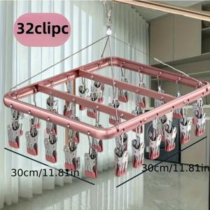 TEMU 알루미늄 합금 양말 건조대, 스테인리스 스틸 양말 건조대, 멀티 클립 포함, 회전 후크 방풍 걸이, 양말 건조대, 브라, 속옷, 아기 옷, 강력한 클램핑, 홈 발코니 야외 건조대 세탁 액세서리, 건조대|빨래건조대|행거